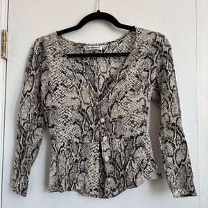 Reformation Snake Print Button-Front Top
